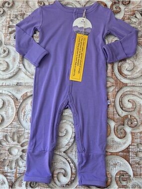 Purple Baby One-Piece Bamboo Romper - Soft Snap Front